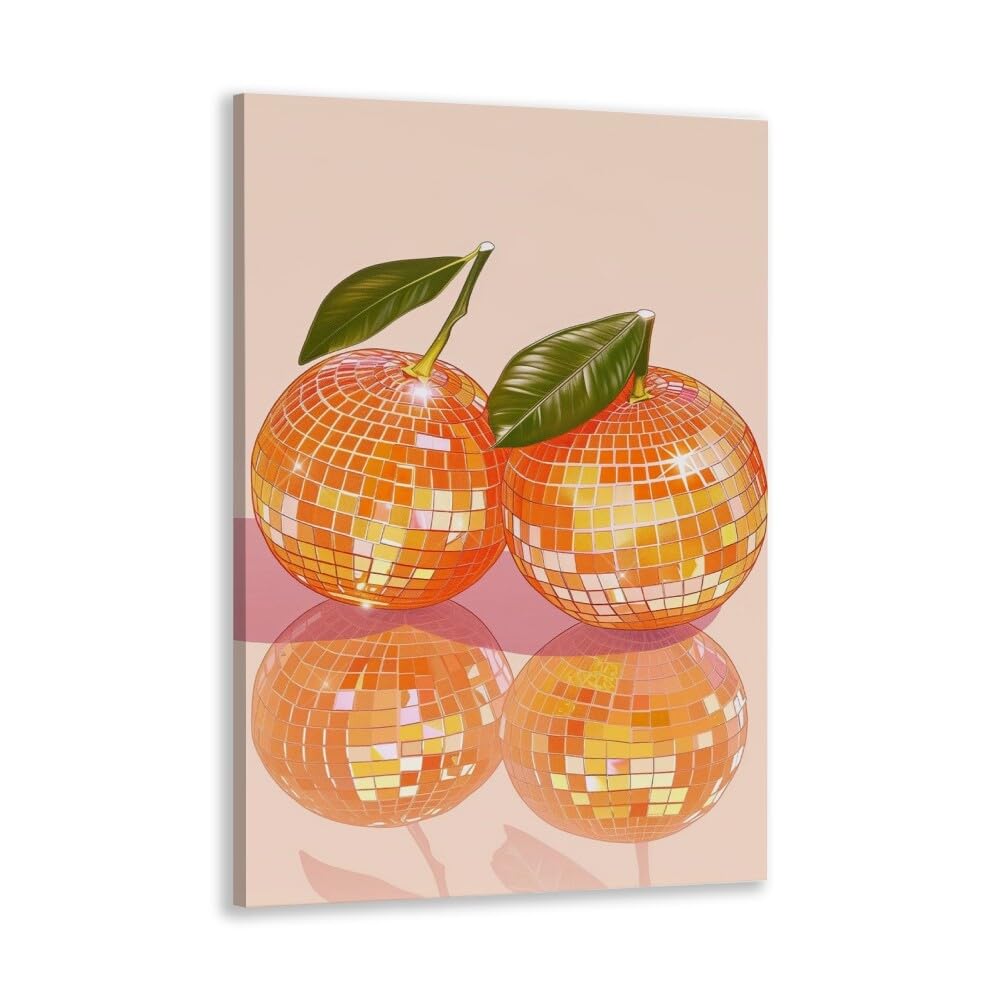 Disco Ball Fruits Canvas Print – Trendy Glam Wall Art