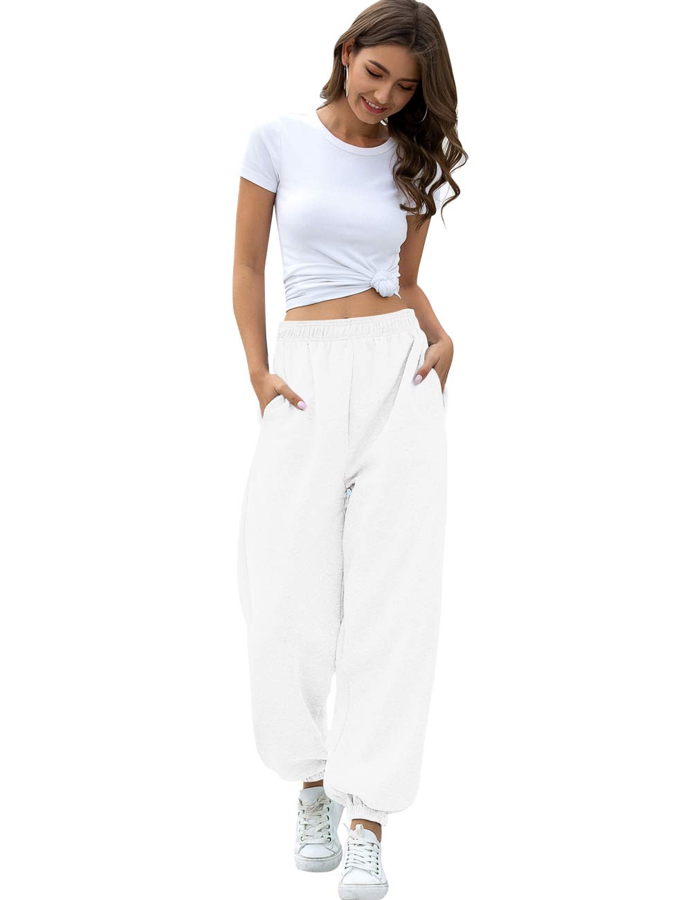 Women's High Waisted Sweatpants Workout Active Joggers Pants Baggy Lounge Bottoms