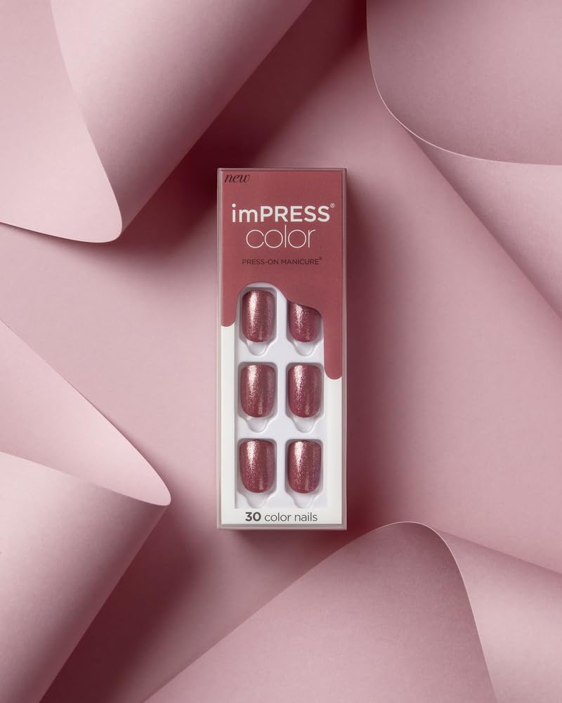 KISS imPRESS No Glue Mani Press On Nails, Short Size Squoval Shape, Includes 30 Nails