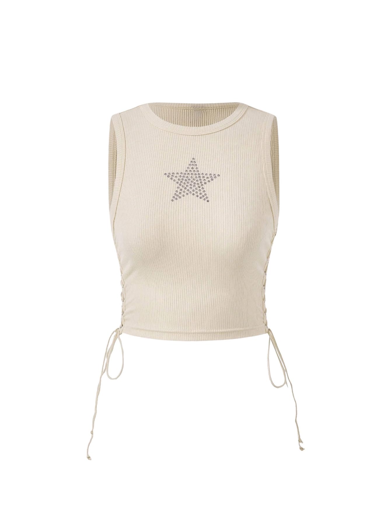 Women's Tank Tops Y2K Sleeveless Ribbed Star Crop Tank Top