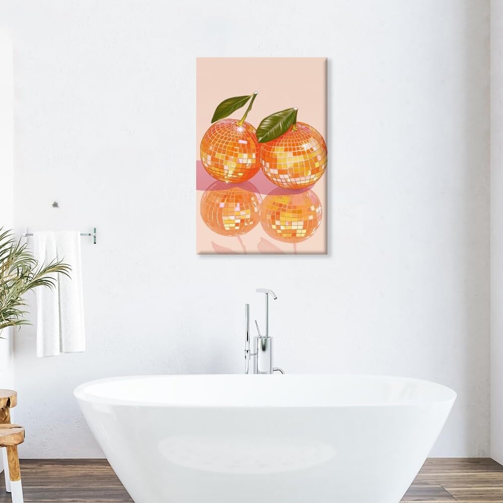 Disco Ball Fruits Canvas Print – Trendy Glam Wall Art