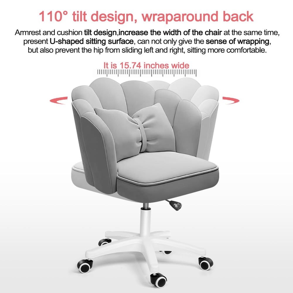 Cute Petal Desk Chair, Modern Fabric Home Butterfly Height Adjustable Chair