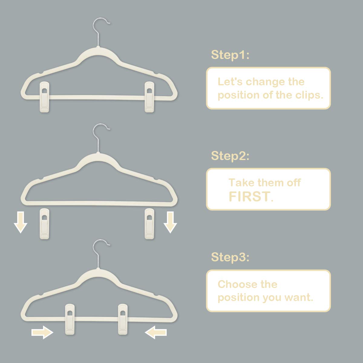 Light Velvet Hangers Clips 20 PCS, Non-Slip Velvet Clip