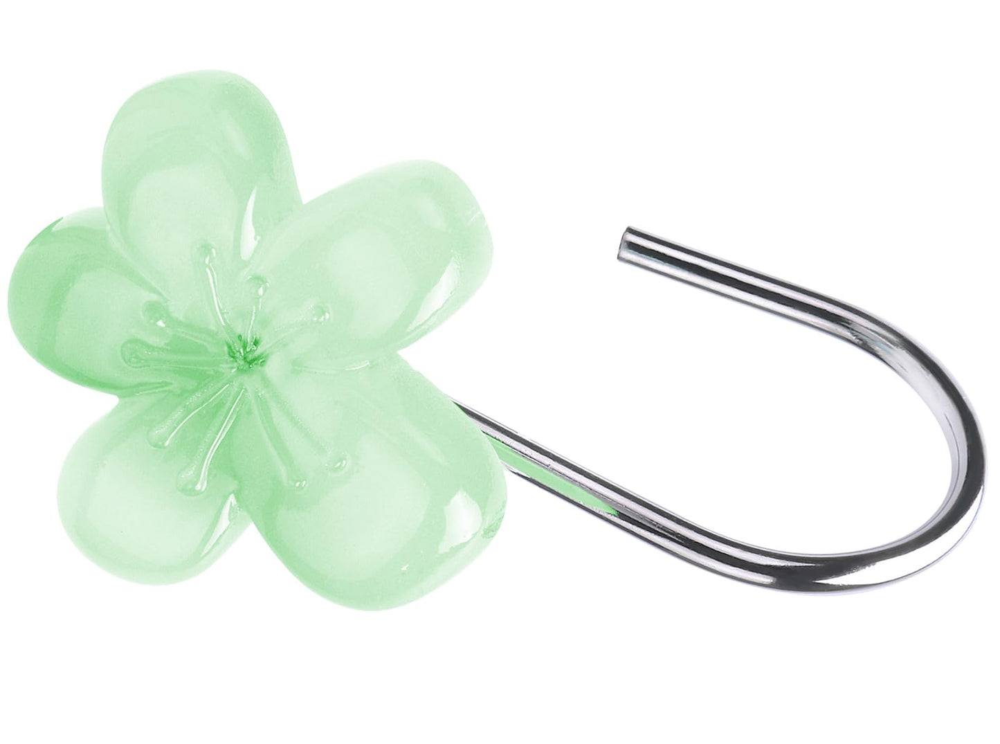 Pretty Floral Themed Cute Flower Shower Curtain Hooks - Glow in The Dark Elegant Bathroom Decor