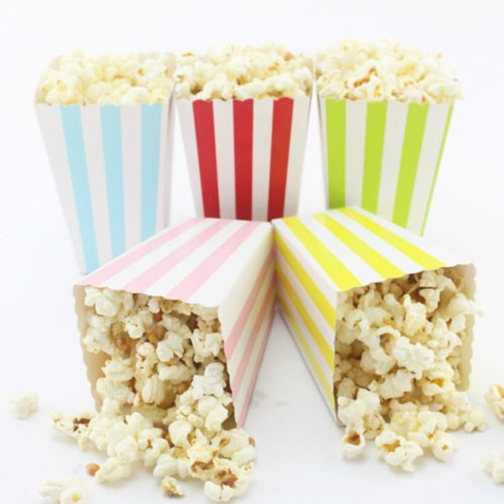 Striped Paper Popcorn Boxes for Party