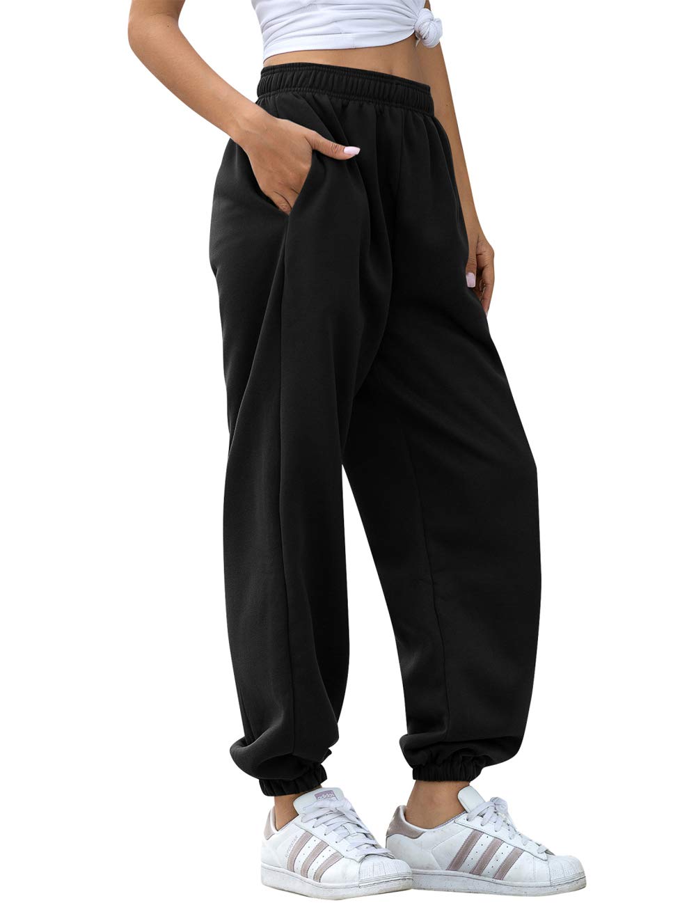 Women's High Waisted Sweatpants Workout Active Joggers Pants Baggy Lounge Bottoms