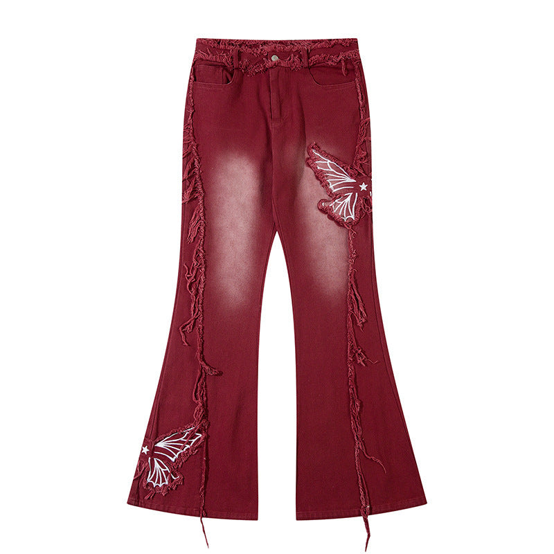 Retro Butterfly Embroidered Jeans