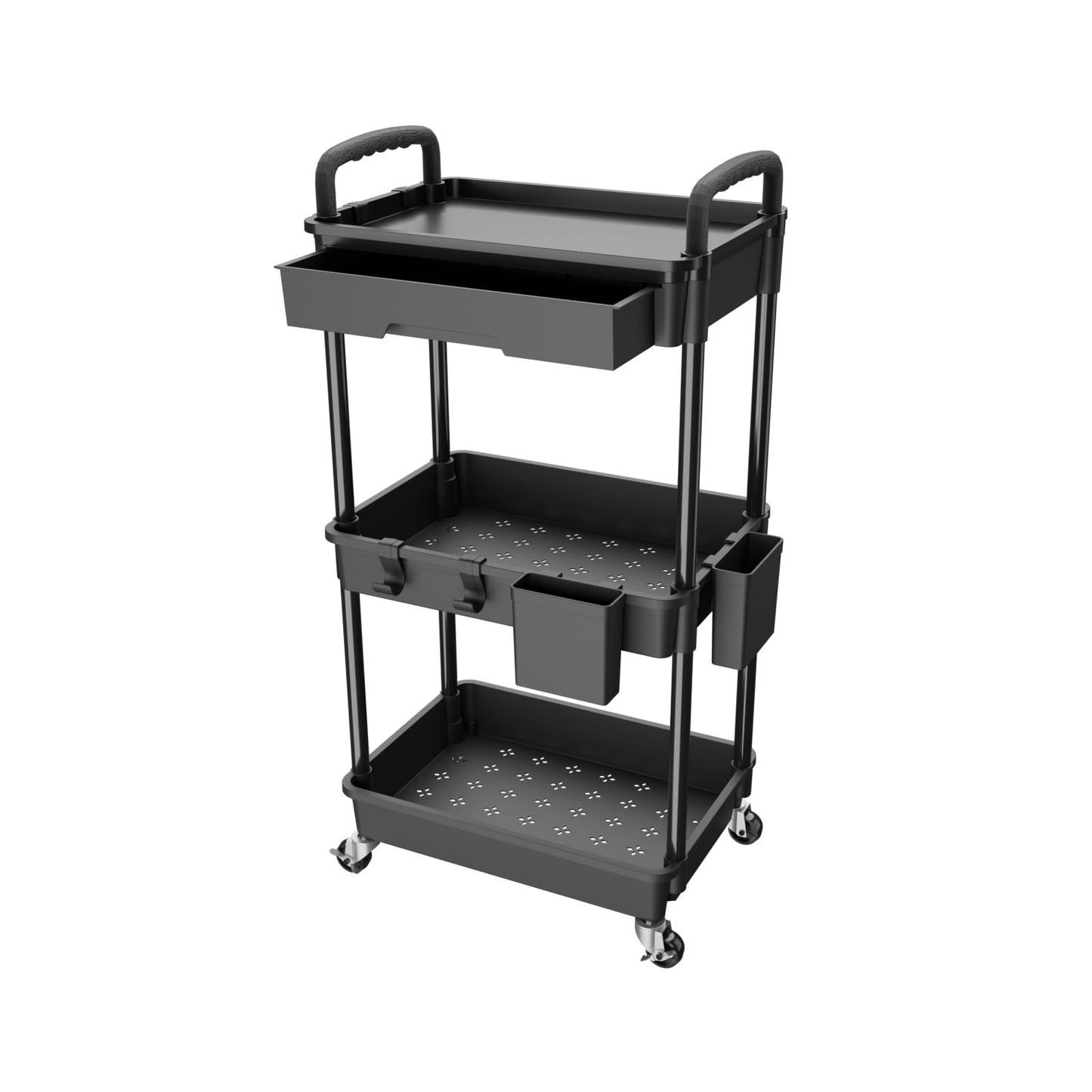 Rolling Utility Cart with Drawer,Storage Cart with Iron Wheels