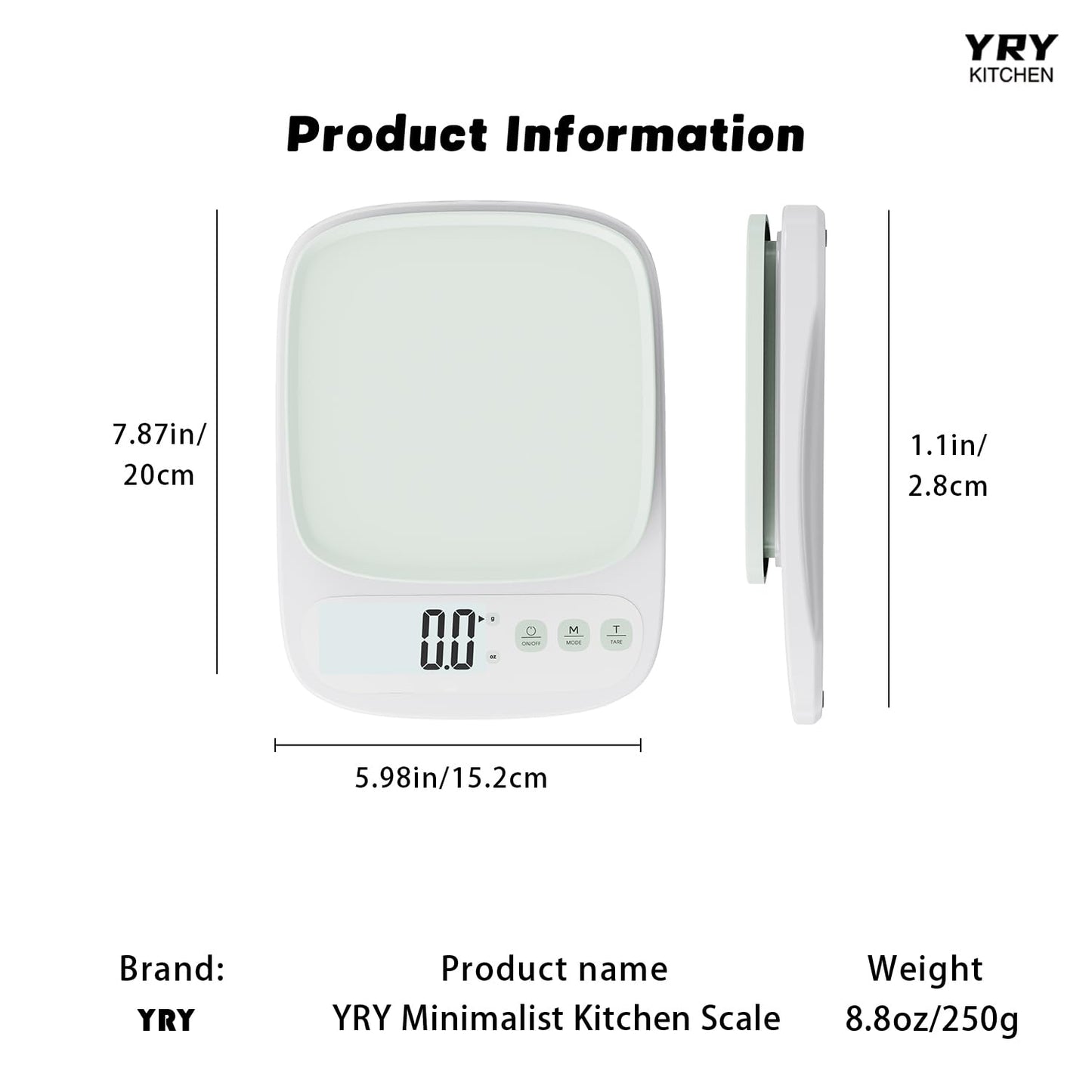 Digital Kitchen Scale – Large LCD, Tare Function, 11lb Capacity, Precise 0.03oz Graduation for Baking & Cooking, Measures in ML & Oz