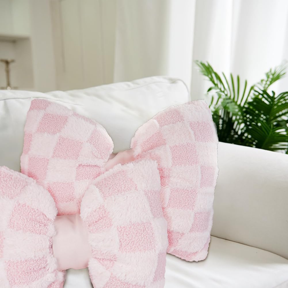 Pink Bow Pillow - Big Bow Shaped Cushion Plush Decor