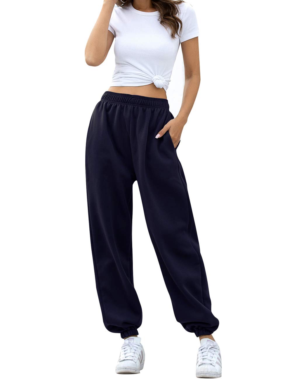 Women's High Waisted Sweatpants Workout Active Joggers Pants Baggy Lounge Bottoms