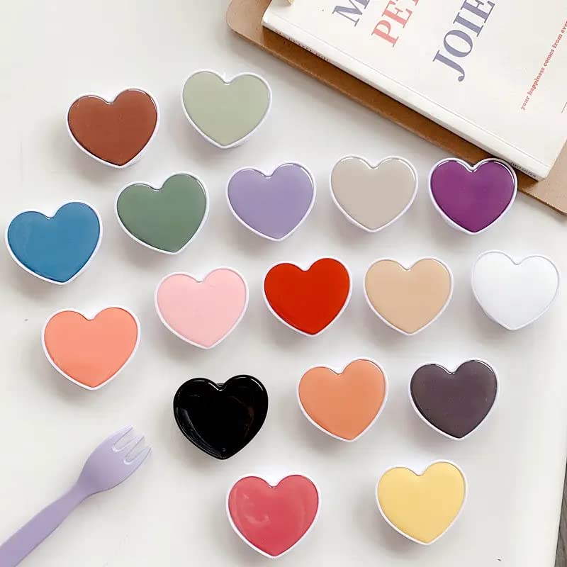 Cute Solid Color Heart Shape Collapsible Mobile Phone Grip Stand Holder for Smartphone Tablet Cell Phone Accessory