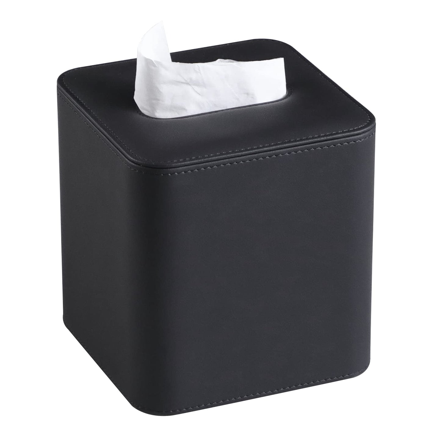 Square Tissue Box Cover with Magnetic Closure - PU Leather