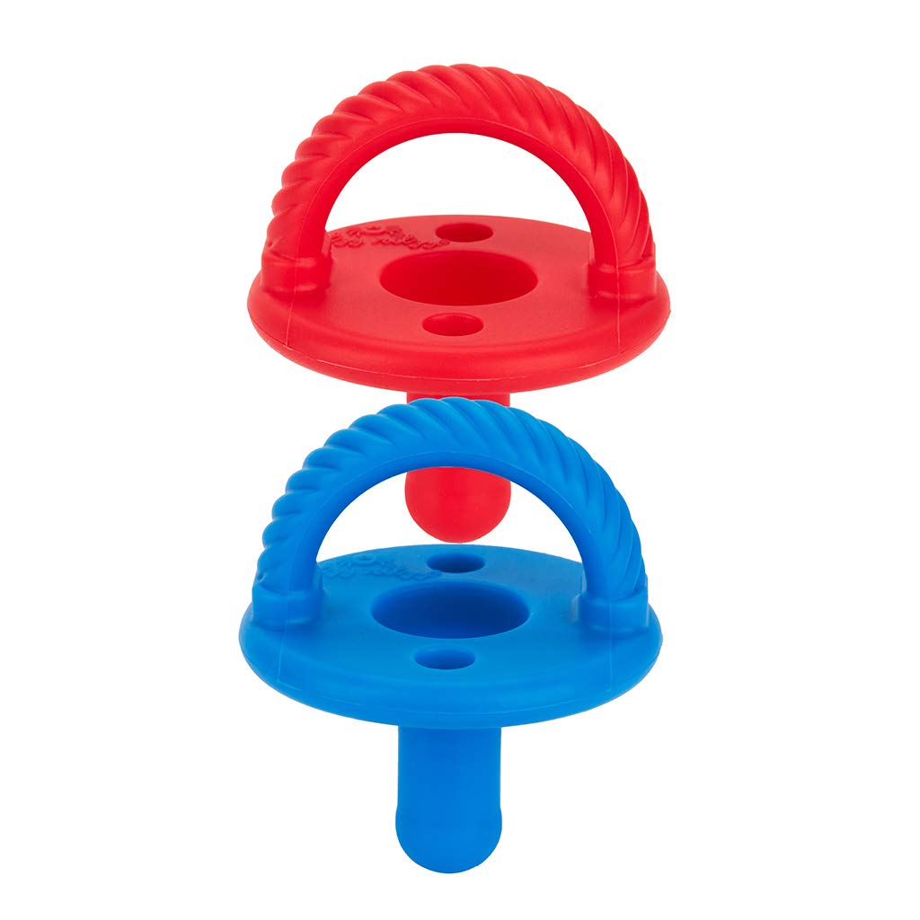 Silicone Pacifiers for Newborn - Sweetie Soother Pacifiers Feature Collapsible Handle & Two Air Holes for Added Safety