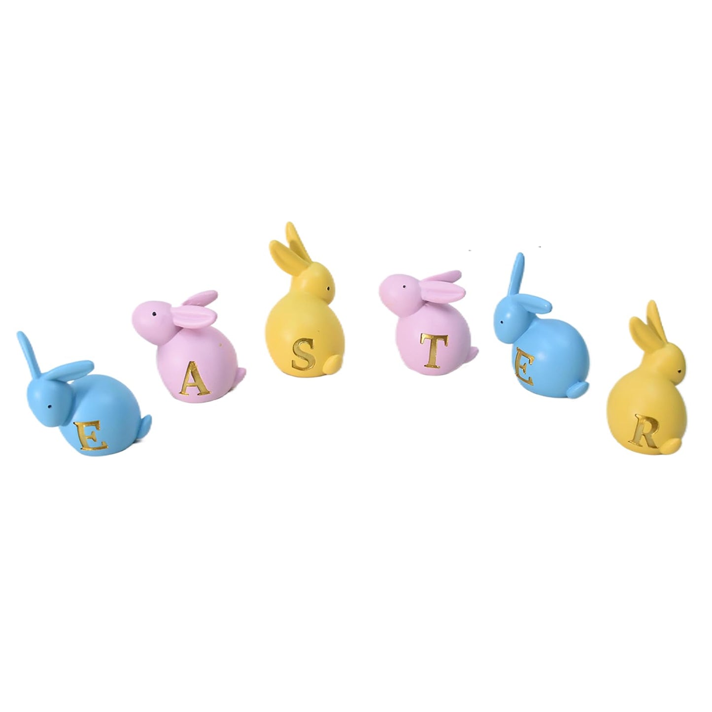 Easter Bunny Figurines Mantel Decor Resin 6Pcs Rabbit Statue Set Table Centerpiece Decorations 2.5 * 1.5 * 3 inch