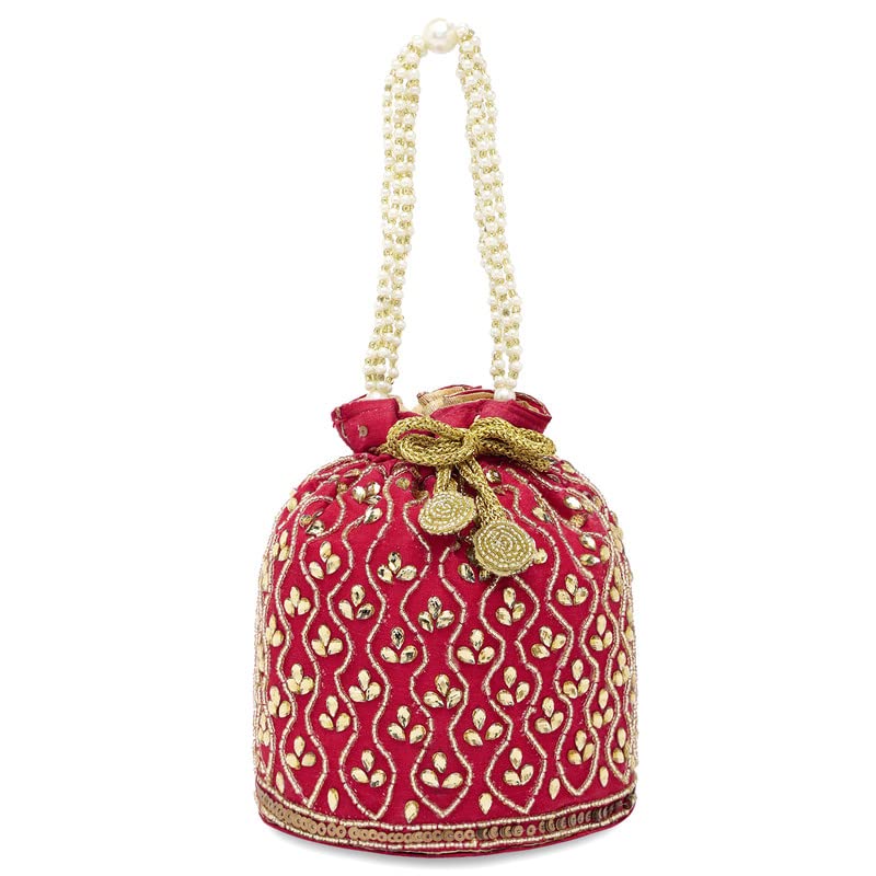 Handmade Aheli Potli Bag – Elegant Evening Wristlet & Bridal Handbag