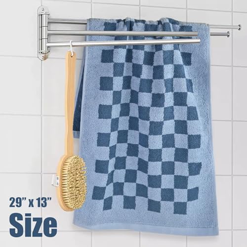 Checkered Soft Cotton Hand Towels 4 Pack Lightweight Absorbent Towels 29x13 Inches