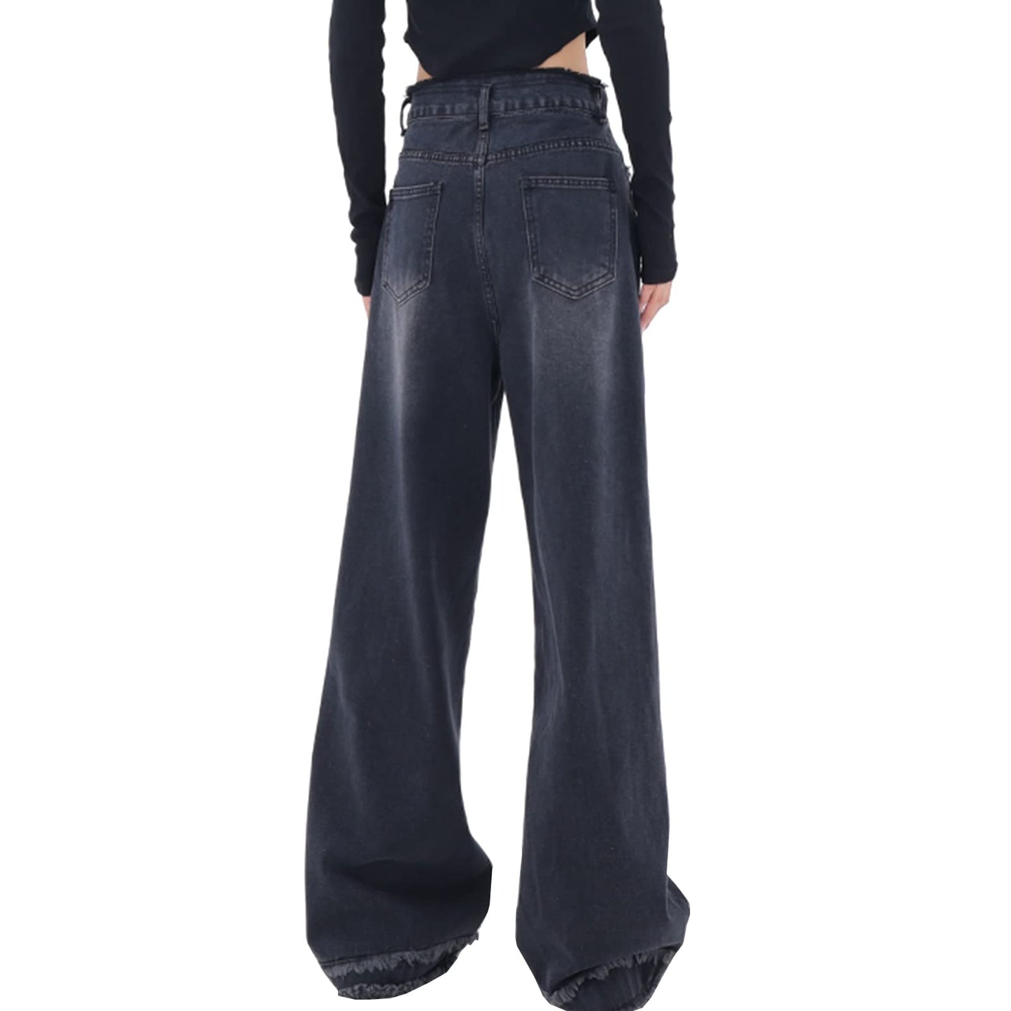 Y2K High-Waisted Baggy Jeans – Stretch Wide-Leg Denim