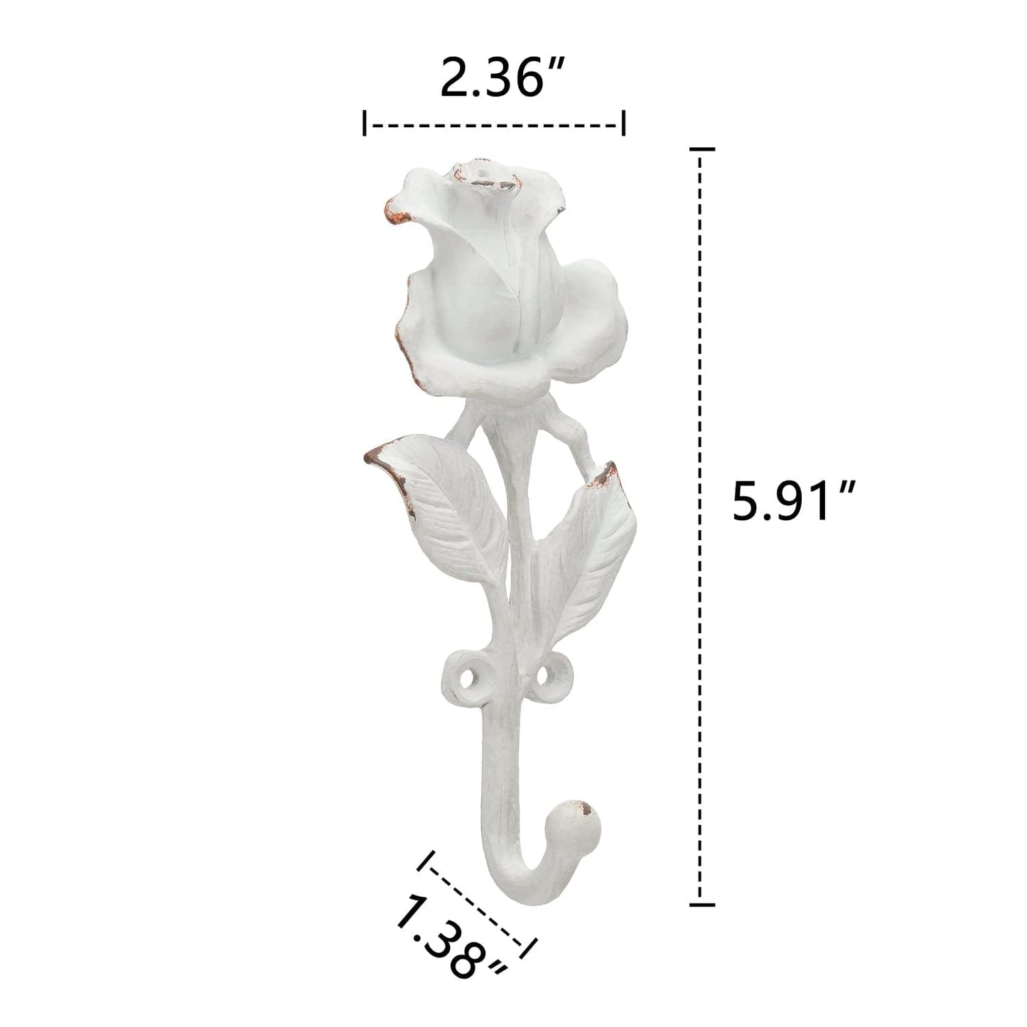 Single Hooks 3D Flower Retro Ornate Style for Room Wall Mounted Decoration 2Pcs