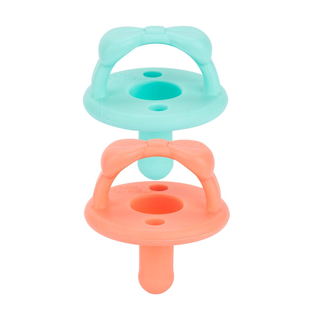 Silicone Pacifiers for Newborn - Sweetie Soother Pacifiers Feature Collapsible Handle & Two Air Holes for Added Safety