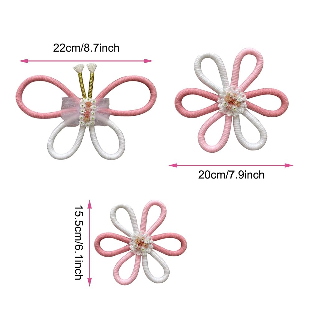 Daisy Flower Butterfly Wall Hanging Pendant 3 PCS