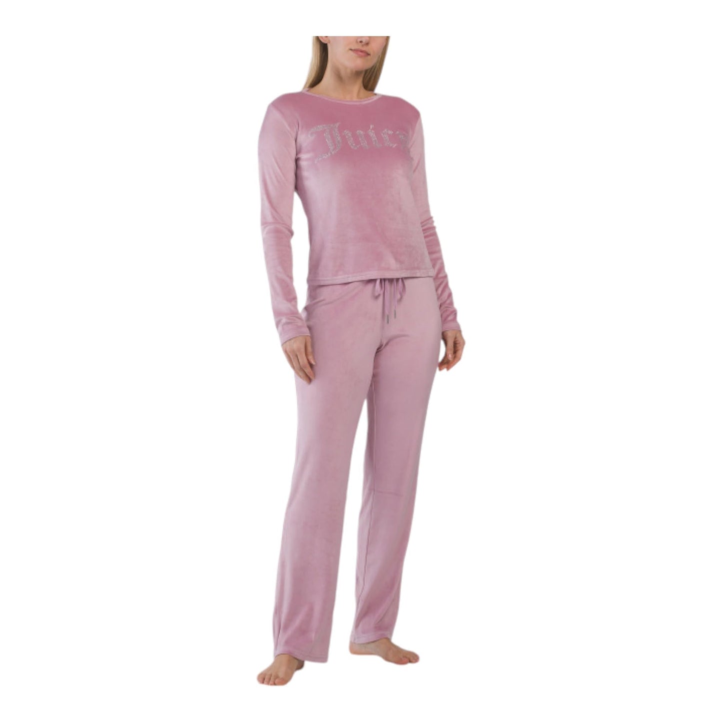 Juicy Couture Women’s Velvet Fleece Pajama Set with Long Sleeve Top and Pants