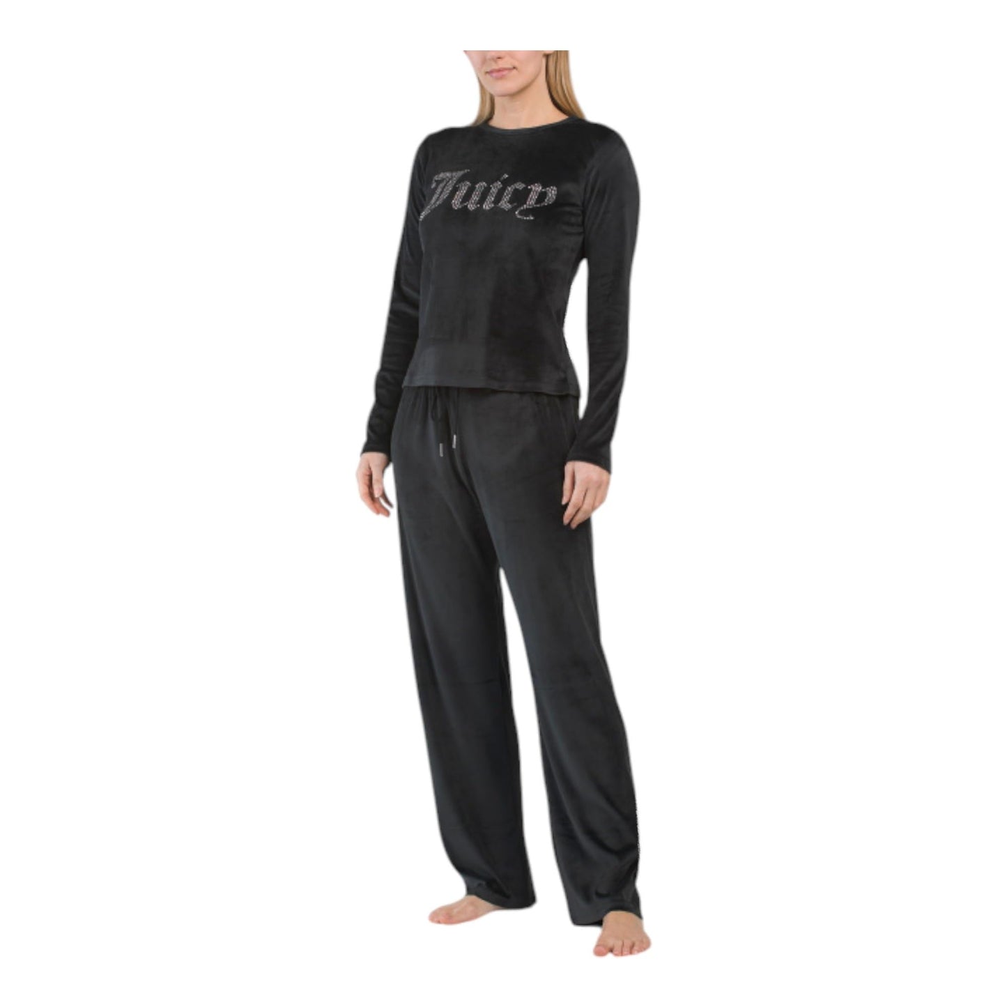 Juicy Couture Women’s Velvet Fleece Pajama Set with Long Sleeve Top and Pants