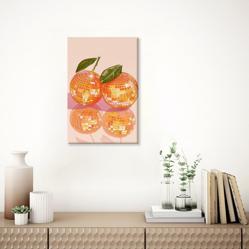 Disco Ball Fruits Canvas Print – Trendy Glam Wall Art