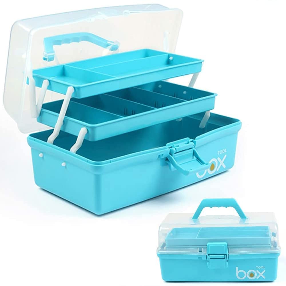 Three-Layer Multipurpose Folding Storage Box with 2 Trays, 12"