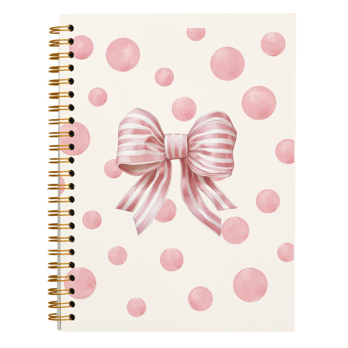 Coquette Pink Bow Notebook Journal, Pink Aesthetic Notebook Hardcover Spiral Notebook 5.5x8.3