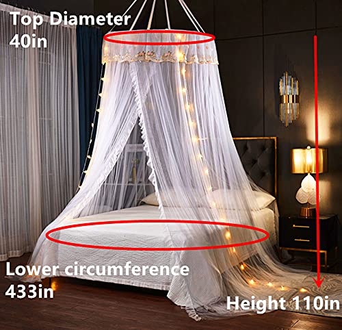 Princess Bed Canopy Bed Canopy Curtain- Double Layer Sheer Mesh Dome Bed Curtain