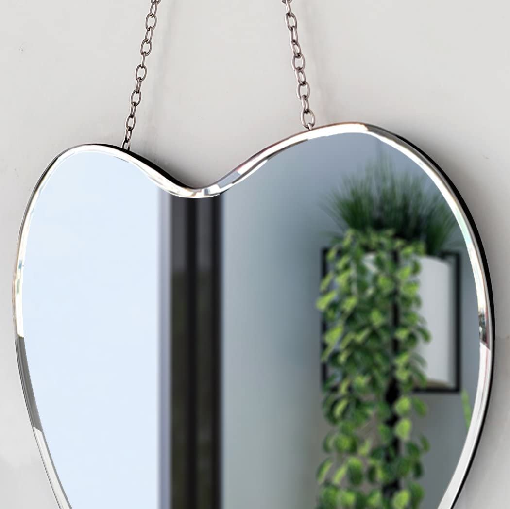 Heart Shaped Mirror with Iron Chain for Wall Decor 12x12 inch