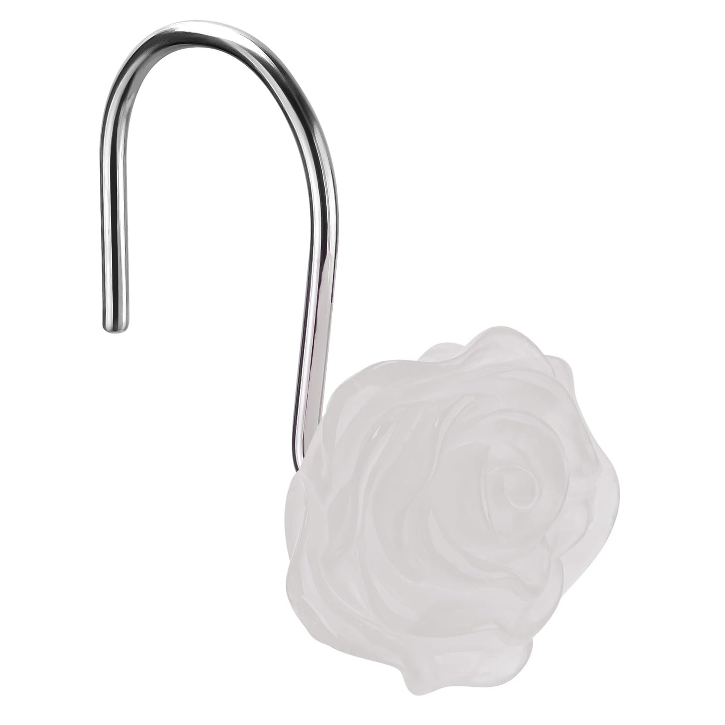 Pretty Floral Themed Cute Flower Shower Curtain Hooks - Glow in The Dark Elegant Bathroom Decor