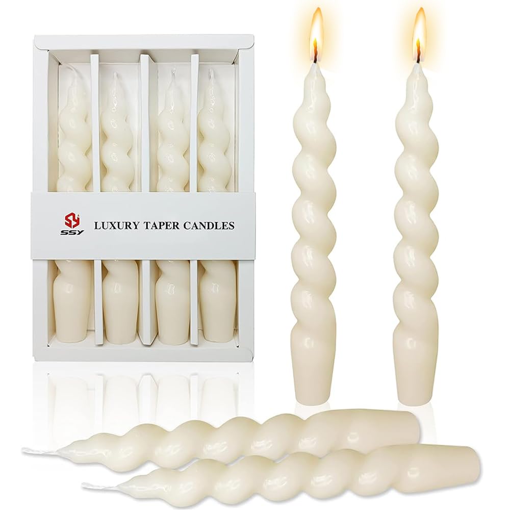 Spiral Taper Candles – Handmade & Unscented (Set of 2) 7.5"