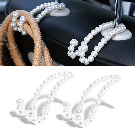 Elegant Pearl Car Seat Headrest Hook Hanger Universal for Purses