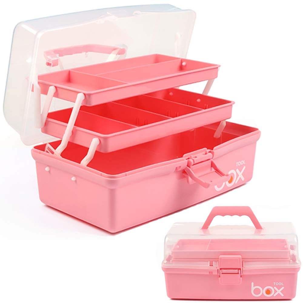 Three-Layer Multipurpose Folding Storage Box with 2 Trays, 12"