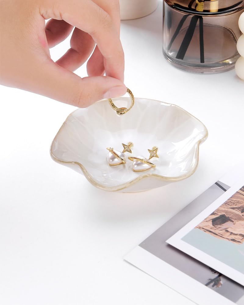 Ceramic Trinket Tray – Decorative Jewelry Dish for Rings, Keys, and Accessories