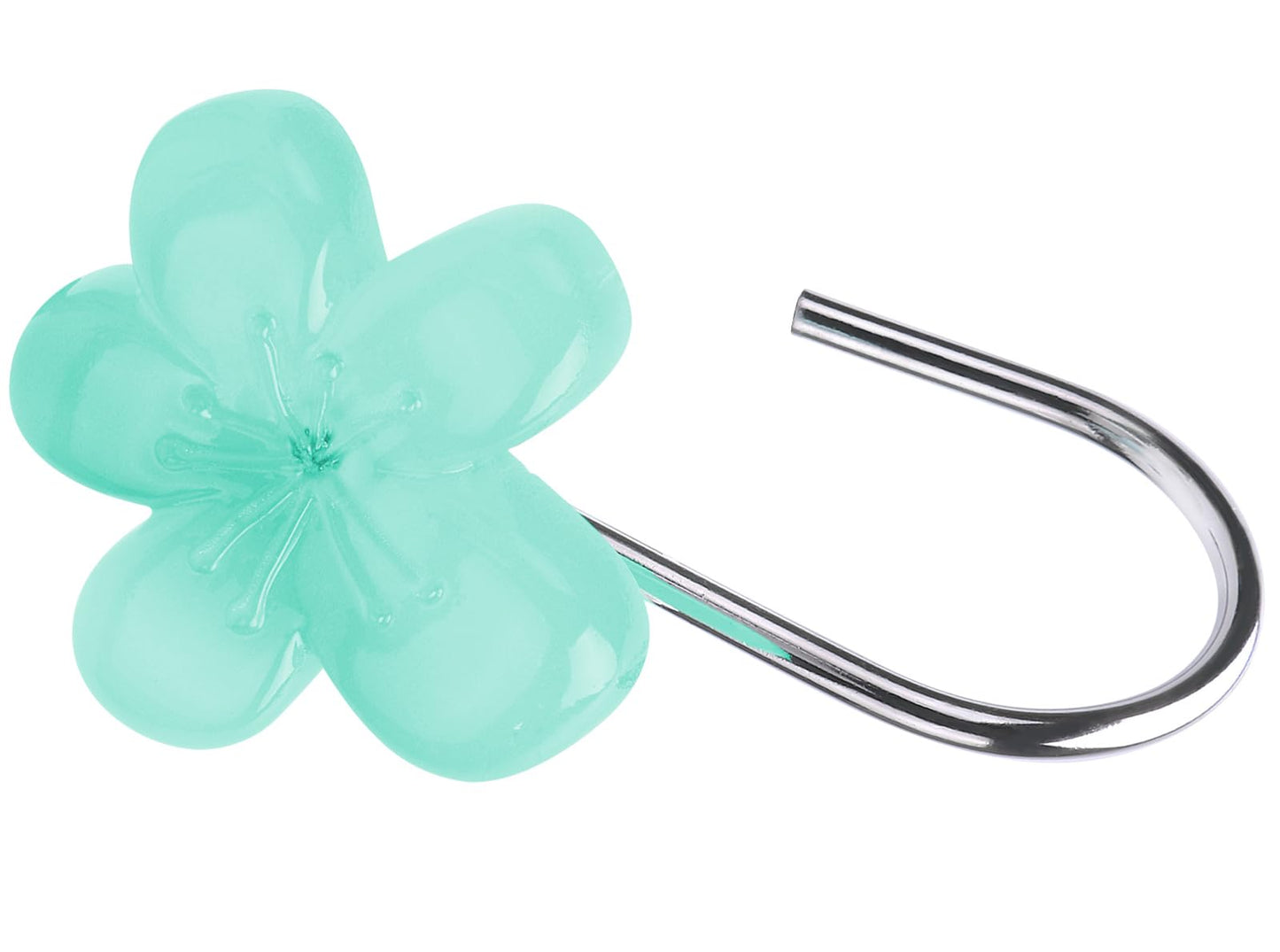 Pretty Floral Themed Cute Flower Shower Curtain Hooks - Glow in The Dark Elegant Bathroom Decor