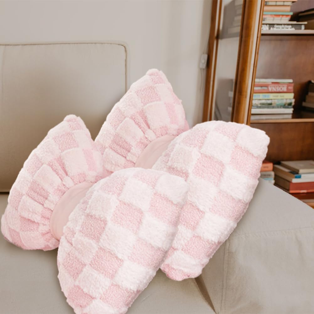 Pink Bow Pillow - Big Bow Shaped Cushion Plush Decor