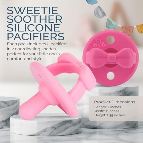 Silicone Pacifiers for Newborn - Sweetie Soother Pacifiers Feature Collapsible Handle & Two Air Holes for Added Safety