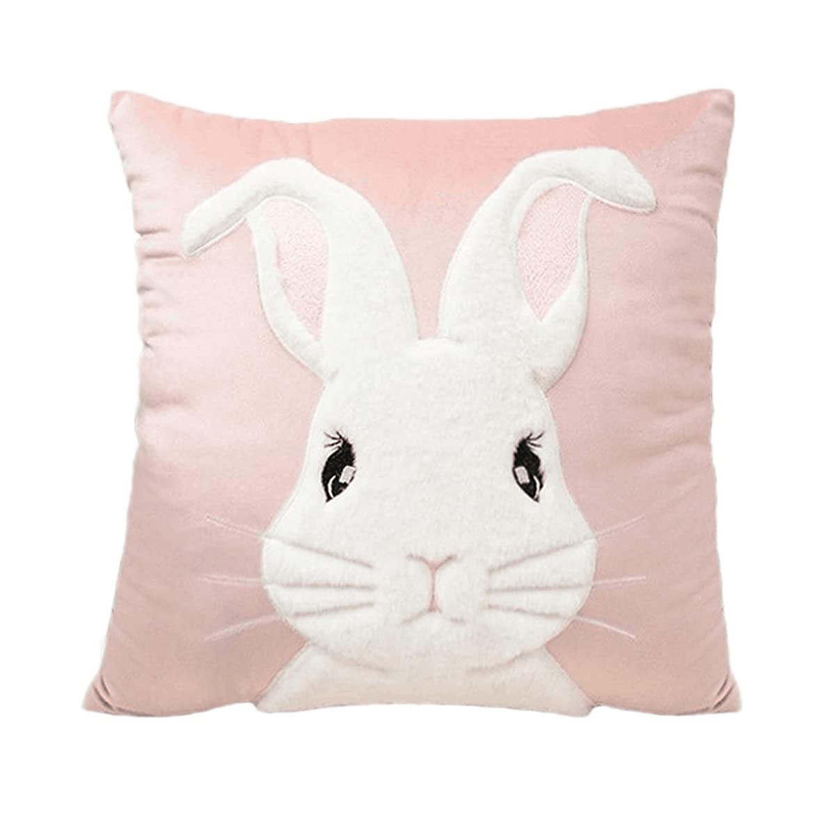 Embroidered 3D Bunny Rabbit Throw Pillowcase Velvet Spring Easter Pillow Covers