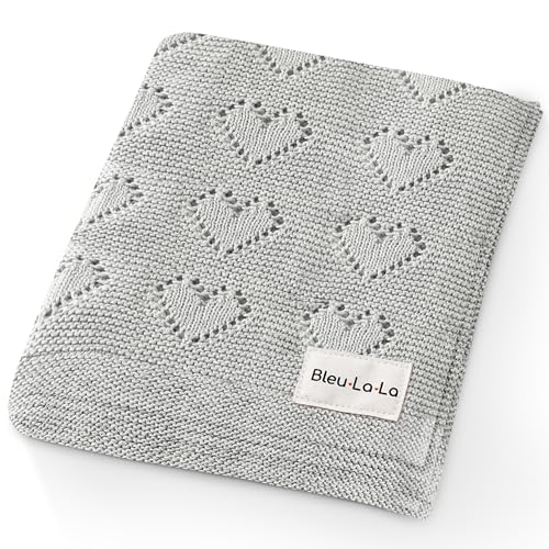 Swaddling Luxury Cotton Knit Heart Baby Blanket