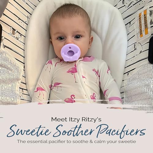 Silicone Pacifiers for Newborn - Sweetie Soother Pacifiers Feature Collapsible Handle & Two Air Holes for Added Safety