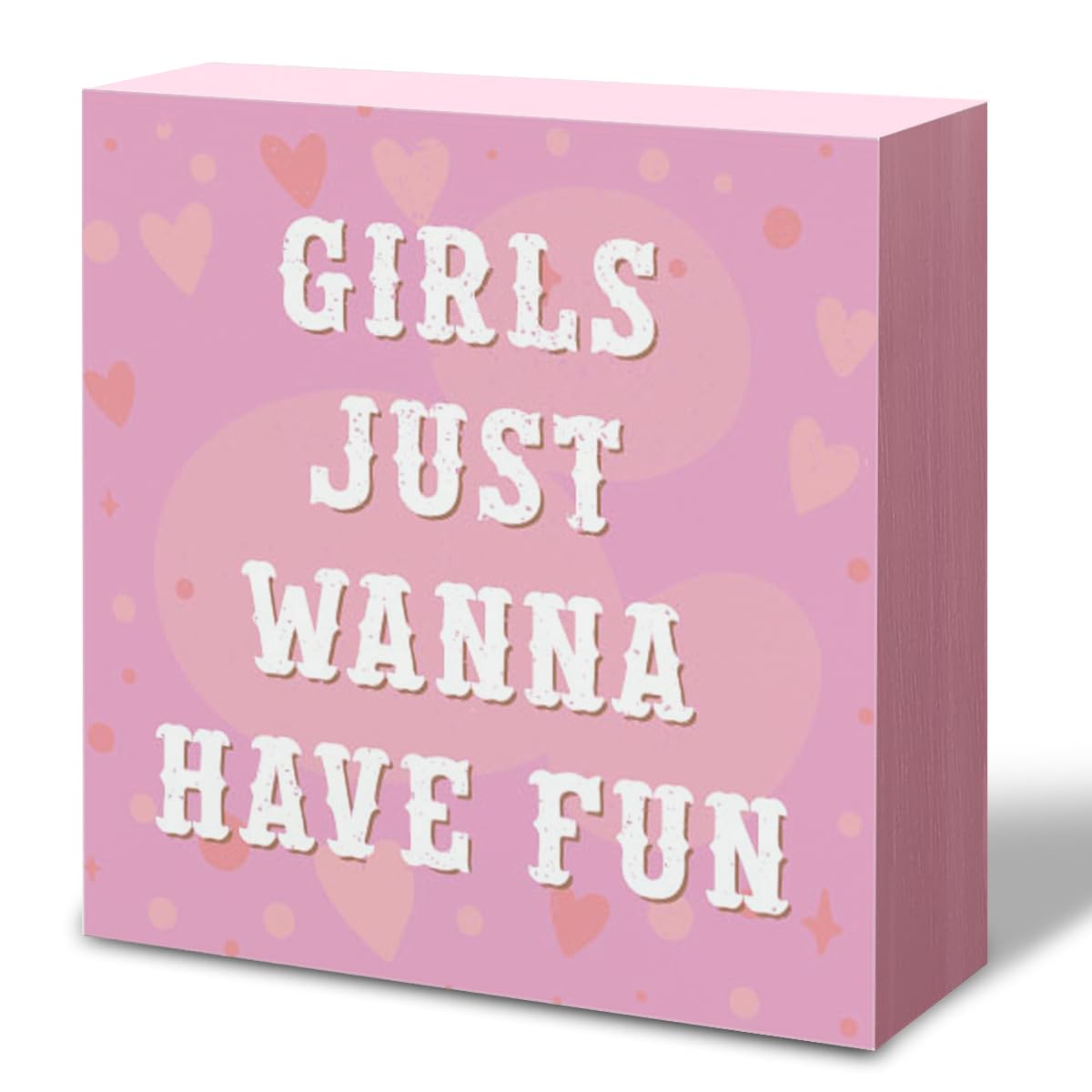 Pink Trend Wooden Block Sign Decor