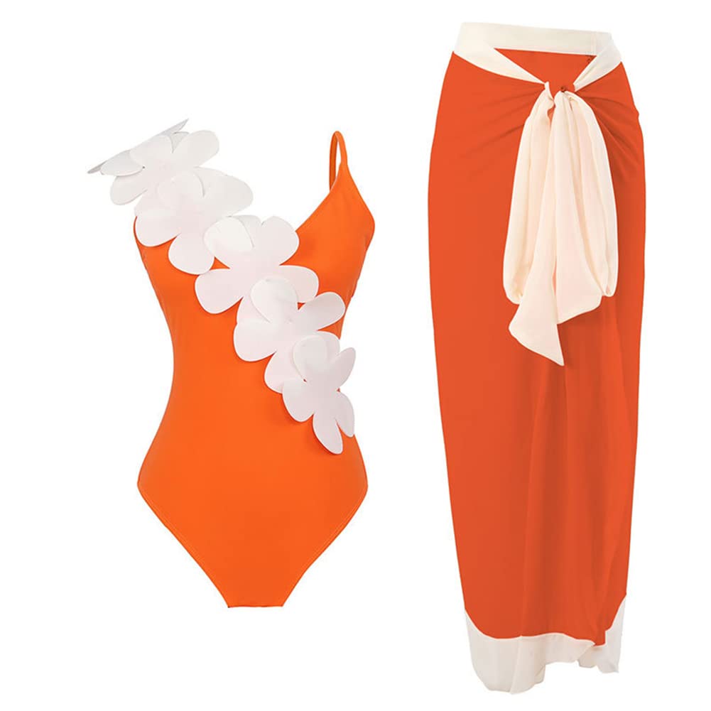 Women's Three-Piece Swimsuit Set with Tummy Control, Matching Wrap Skirt, and Mesh Cover-Up