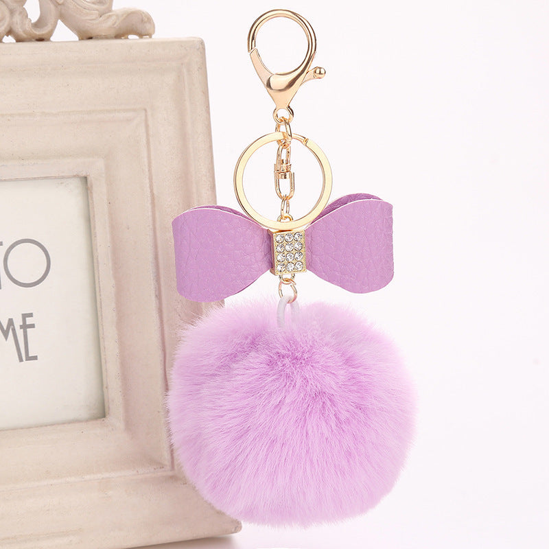 Fashion Fluffy Ball & Bow Keychain