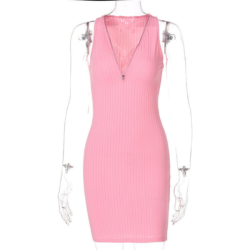 Women Stripe Knitted Women Sleeveless Mini Dress