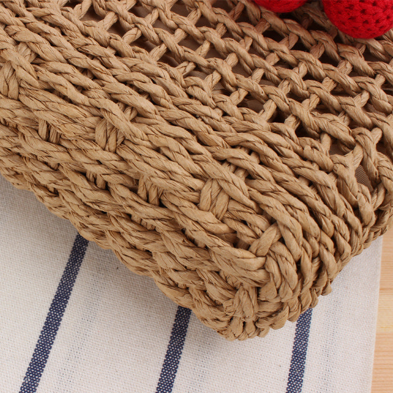 Cherry Paper Rope Woven Cute Vacation Beach Bag