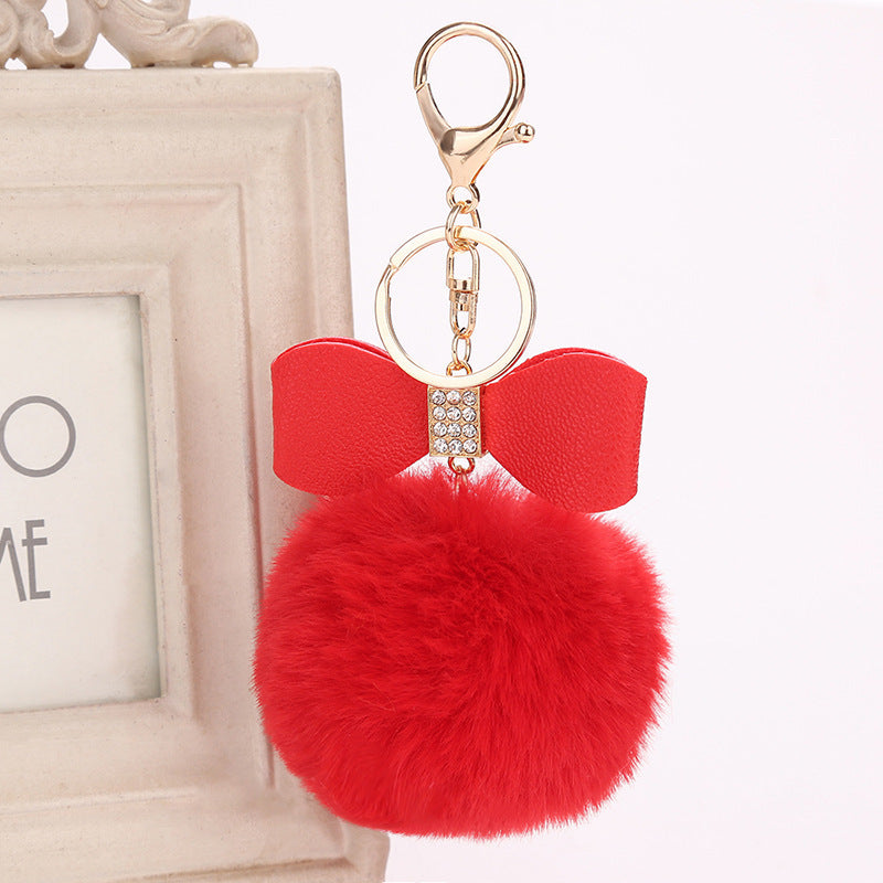 Fashion Fluffy Ball & Bow Keychain