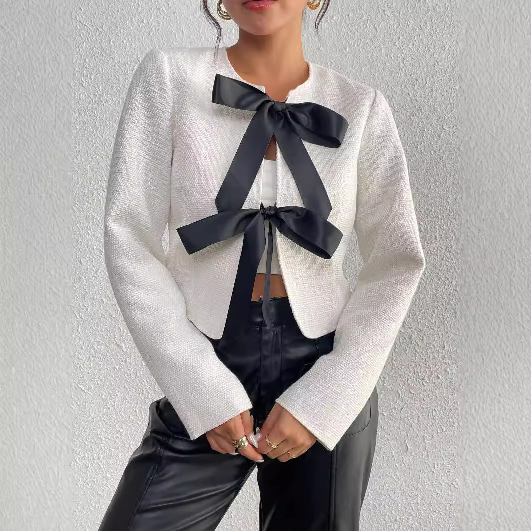 Slim Fit Irregular Long Sleeve Bow Small Suit Jacket